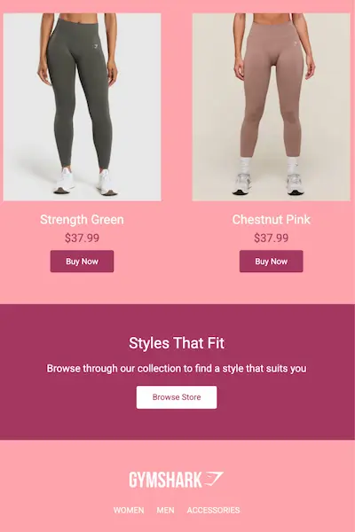 Gymshark Announcement Email