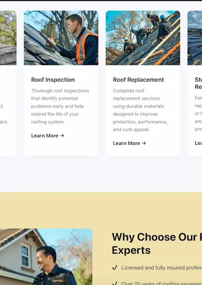 RA Roofing website showcasing residential roofing services in Los Angeles